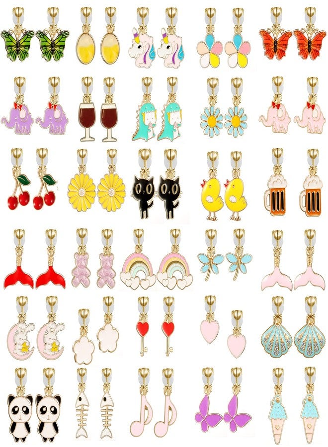 SYNLIN 30 Pairs Cartoon Clip On Earrings for Girls Women, Adjustable Non-Piercing Ear Clips, Lightweight Plastic Animal/Flower/Fruit Designs (Butterfly, Cat, Panda) for Kids Teens Daily Wear Gift - Image 1